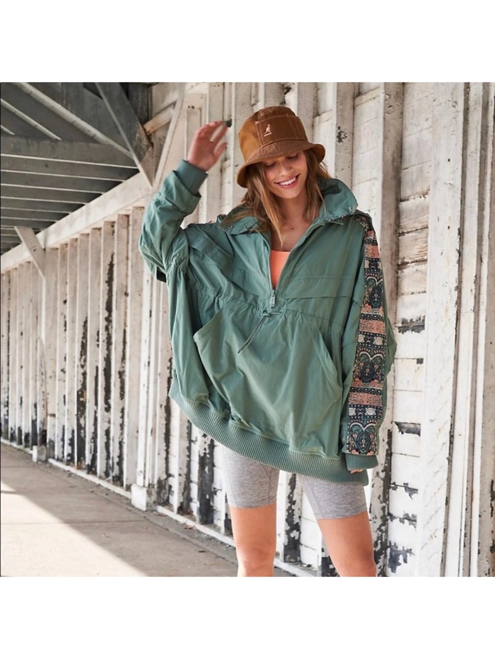 Free People FP Movement She Fly Anorak Windbreaker Hooded Embroidered Jacket XS - Picture 2 of 10